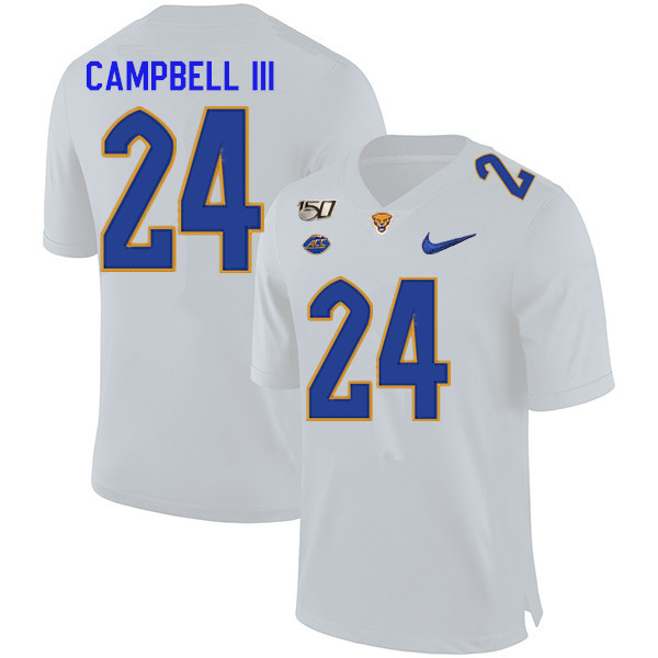 2019 Men #24 Phil Campbell III Pitt Panthers College Football Jerseys Sale-White